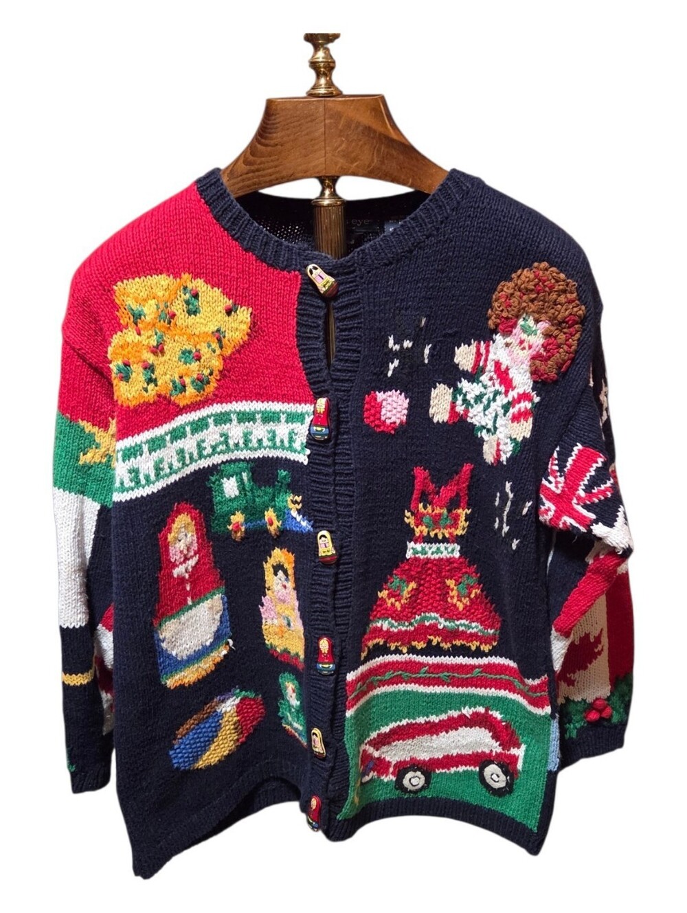Vintage 90s Eagle's Eye Christmas Holiday Cardigan Sweater Size Medium
